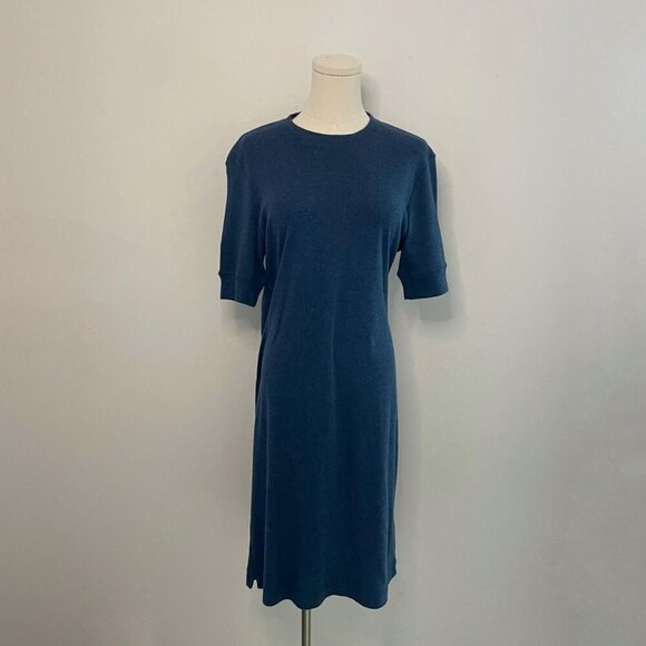 Ralph Lauren Navy Blue Knit Midi Dress | Minimalist T-Shirt Sweater Dress Size L - Picture 1 of 4